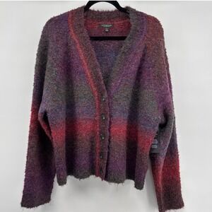 Liverpool Los Angeles Space Dye Cardigan Sweater Purple Burgundy Petite XL